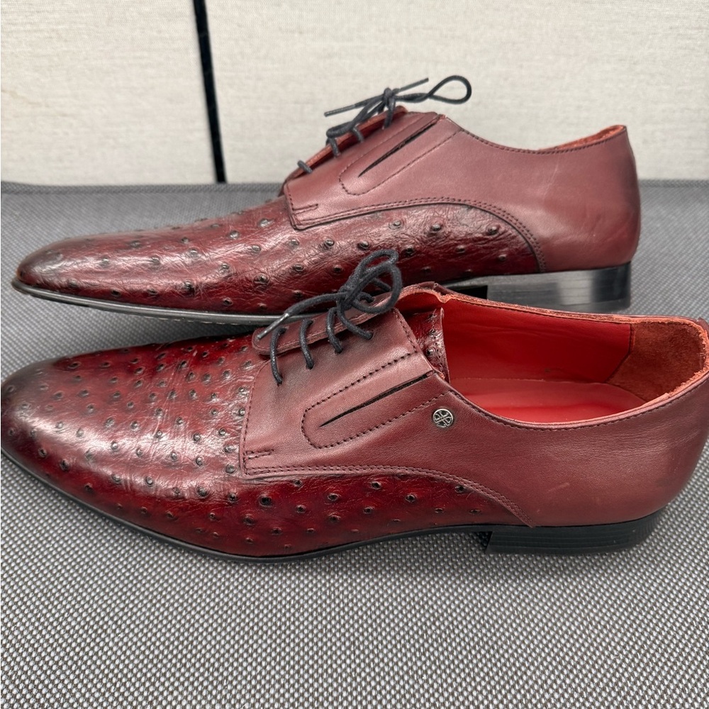 Vinci Burgundy Leather Oxfords